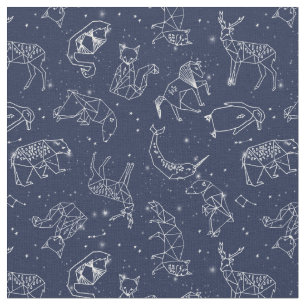 Constelações animais Padrão Marinho Tecido azul