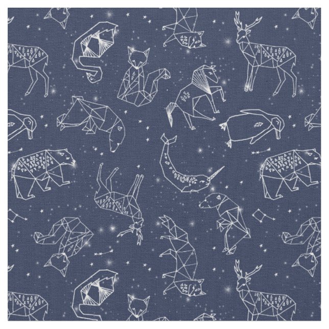 Constelações animais Padrão Marinho Tecido azul (Detalhe)