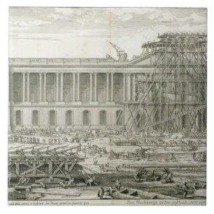 Construção da entrada principal do Louvre, Paris