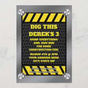 Construção Duro De Aço Hat Convite De Aniversá