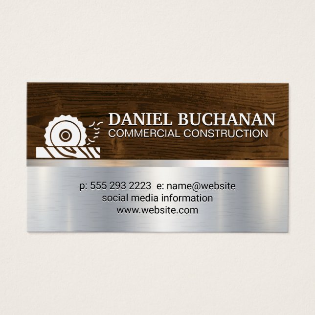 Construção | Uva Circular Metálica De Madeira (Frente)