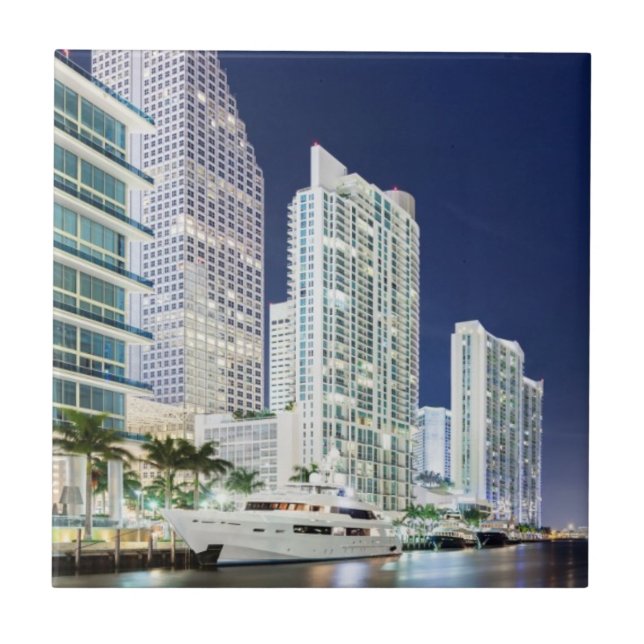 Construções ao longo do rio Riverwalk de Miami (Frente)