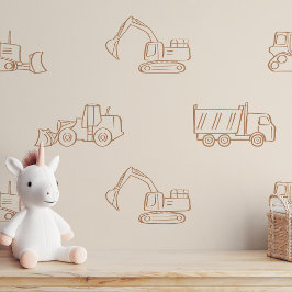 Construction Vehicles Builder Boy Truck Boho Beige