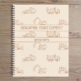 Construction Vehicles Truck School Boys Name Beige