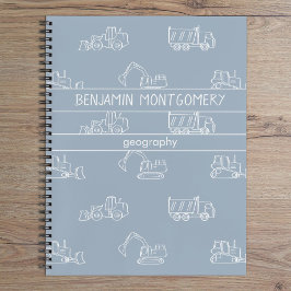 Construction Vehicles Truck School Boys Name Blue