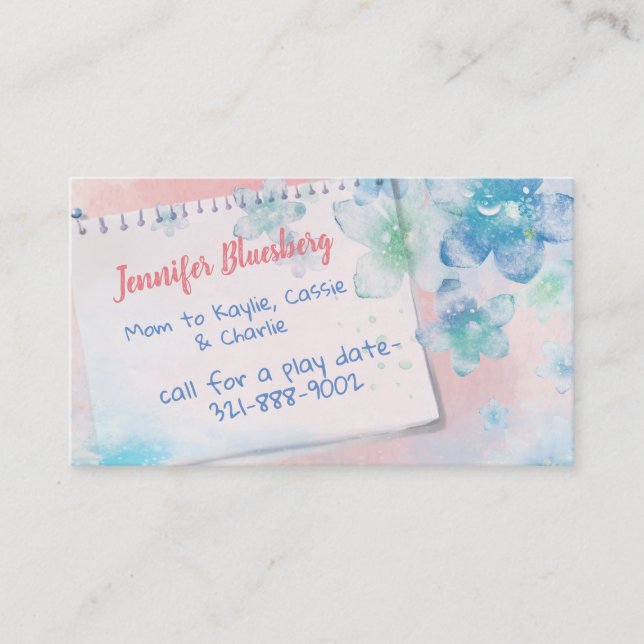 Contato A cor de água floresce o cartão das mamães (Frente)