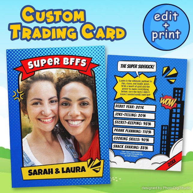 Contato Cartão BFF de Negociação Personalizado (Custom Best Friends Card BFF Comic Trading Card)