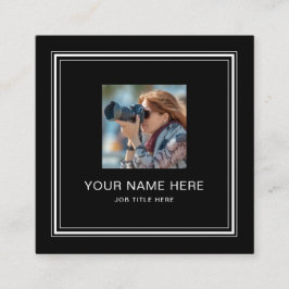 Contato Cartão de Chamada Preta Clássico com Script Branco