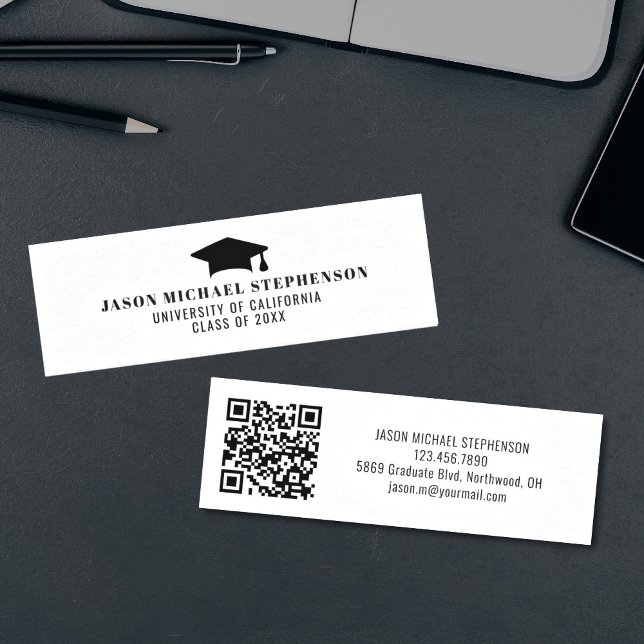 Contato Cartão de código qr simples de graduação (Graduate name insert card with QR Code)