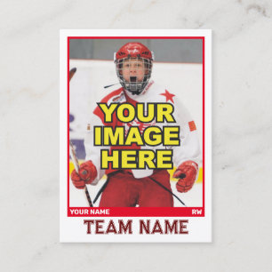 Contato Cartão de Comércio Coletivo de Hockey   Vermelho