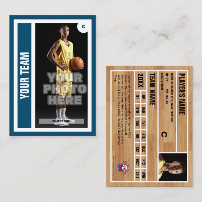 Contato Cartão de Comércio de Basquete Personalizado - Azu (Frente/Verso)