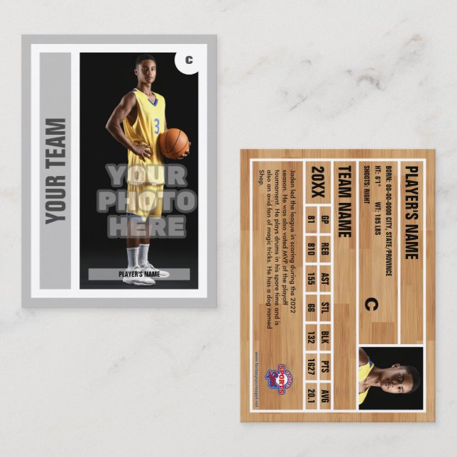 Contato Cartão de Comércio de Basquete Personalizado - Cin (Frente/Verso)