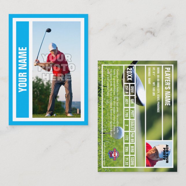 Contato Cartão de Comércio de Golf Personalizado - Azul-Cé (Frente/Verso)