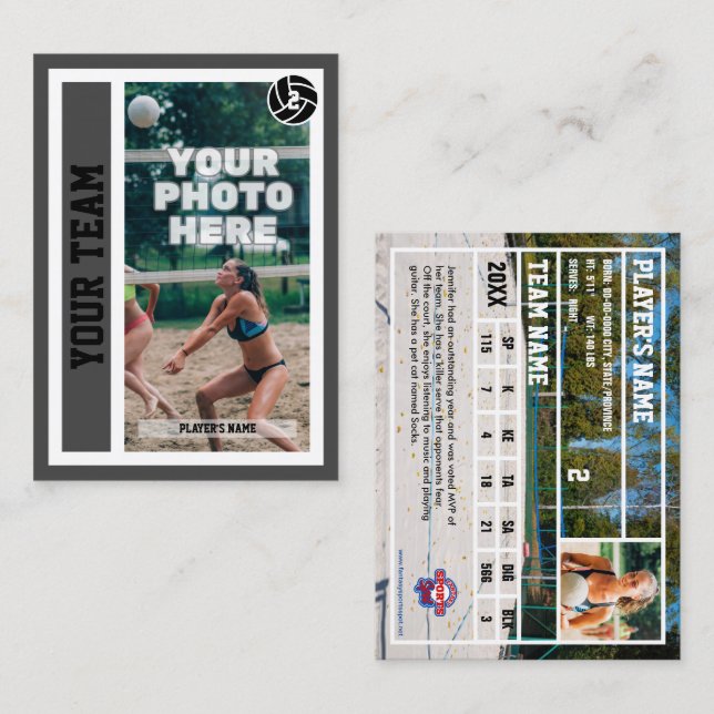 Contato Cartão de Comércio de Voleibol de Praia Personaliz (Frente/Verso)