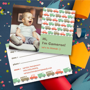Contato Cartão de data de reprodução de fotos para cria