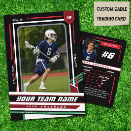 Contato Cartão de Jogador de Lacrosse Verde e Preto Person