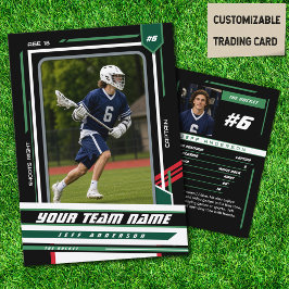Contato Cartão de Jogador de Lacrosse Verde e Vermelho Per