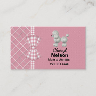 Contato Cartão de Mamãe de Poodle Rosa e Branco