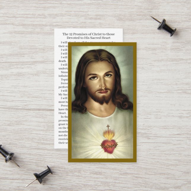 Contato Cartão de Oração de Devoção Cardíaca Sagrado (Frente/Verso In Situ)