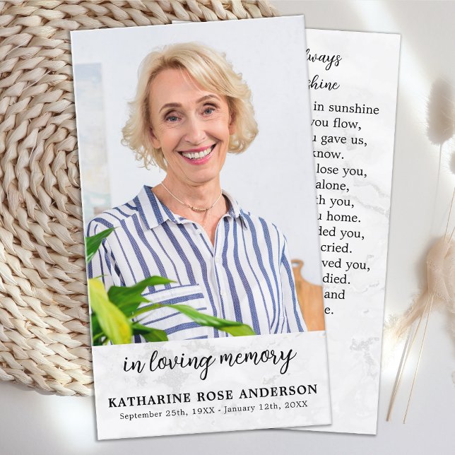 Contato Cartão de Oração Funeral Simples Foto de Marble (Criador carregado)