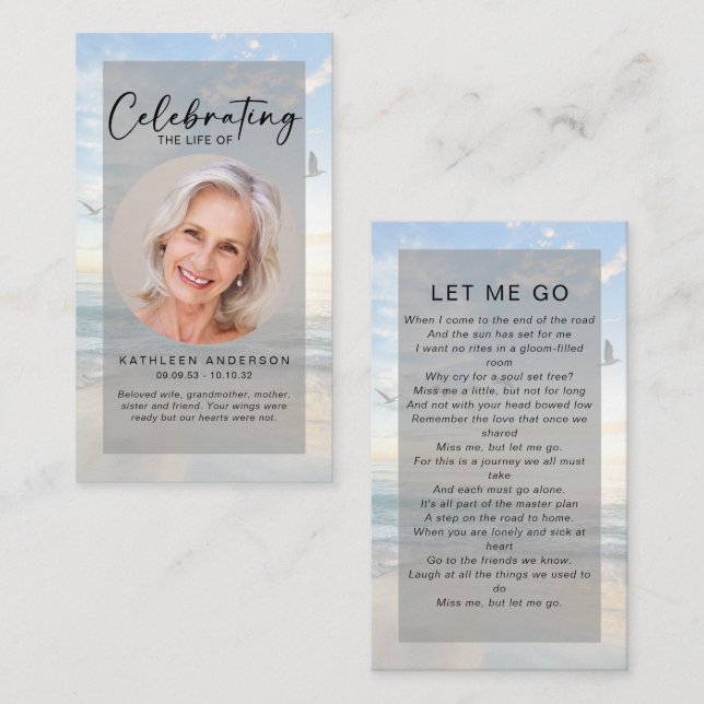 Contato Cartão de Oração Memorial | Aves do oceano (Frente/Verso)