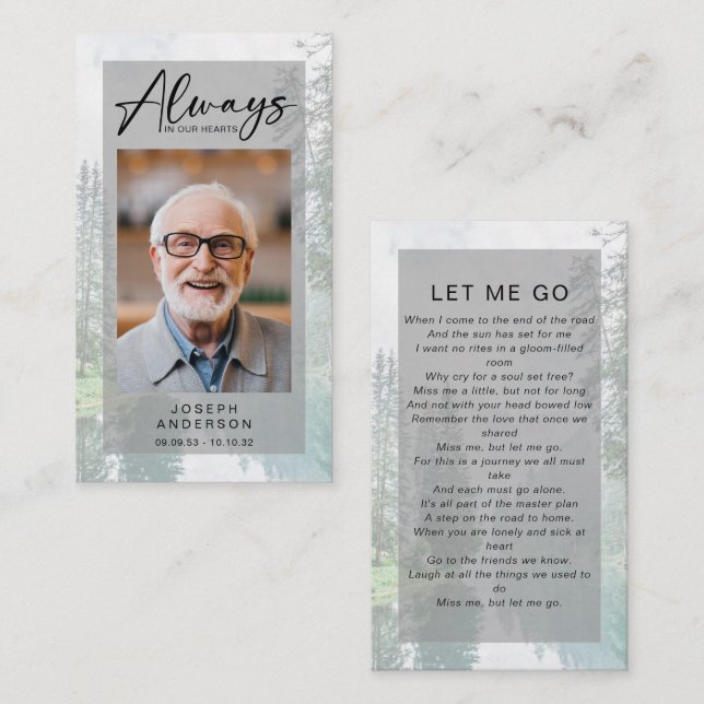 Contato Cartão de Oração Memorial | Florestas (Frente/Verso)