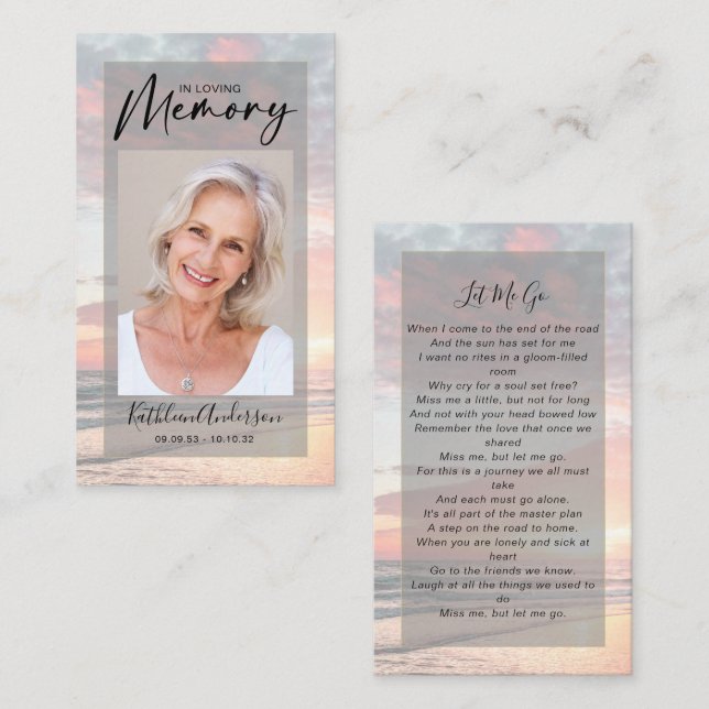 Contato Cartão de Oração Memorial | Oceano — Sunset (Frente/Verso)