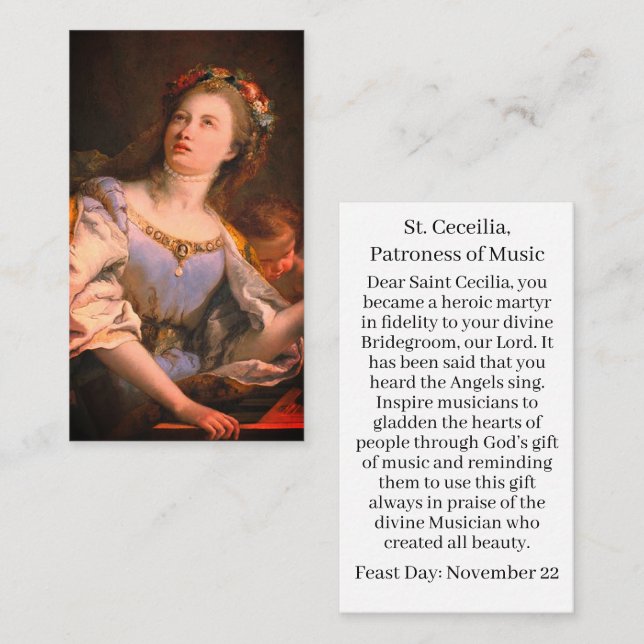 Contato Cartão de Oração Personalizável Cecielia santo (Frente/Verso)