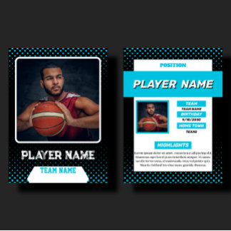 Contato Cartão de Troca de Basquete Azul Personalizado Per