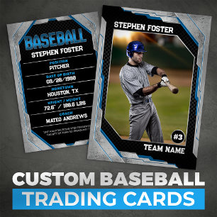 Contato Cartão de Troca de Beisebol Azul Personalizado Jog