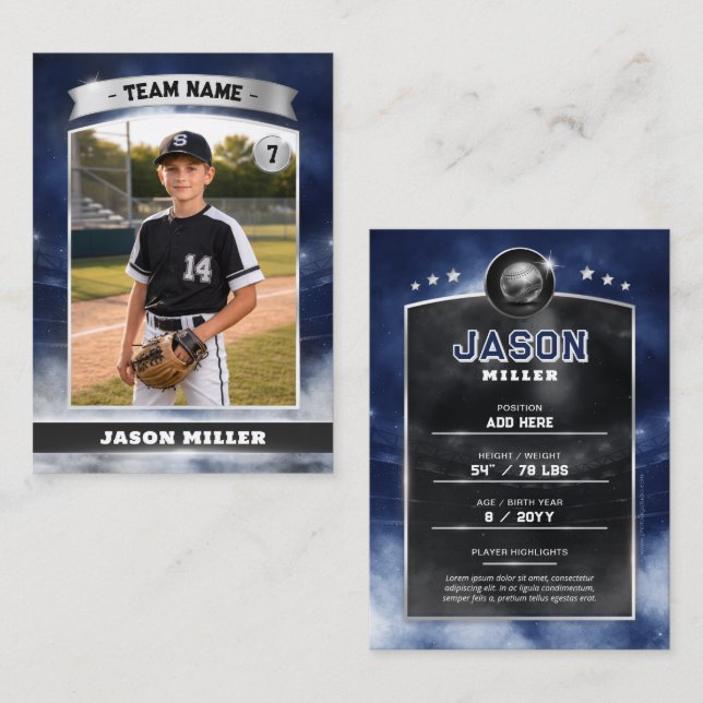 Contato Cartão de Troca de Beisebol Personalizado, Estádio (Frente/Verso)