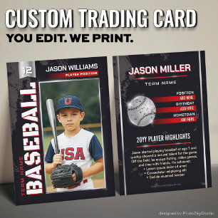 Contato Cartão de Troca de Beisebol Personalizado, Jogador
