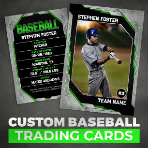 Contato Cartão de Troca de Beisebol Verde Personalizado Jo
