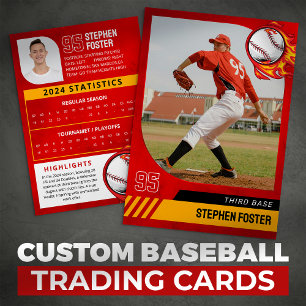 Contato Cartão de Troca de Beisebol Vermelho com Foto e Es
