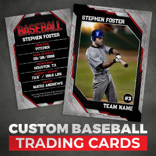 Contato Cartão de Troca de Beisebol Vermelho Personalizado