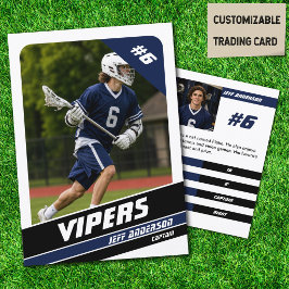 Contato Cartão de Troca de Jogador de Lacrosse Azul Branco