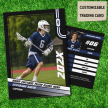 Cartão de Troca de Jogador de Lacrosse em Azul Pre