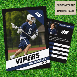 Contato Cartão de Troca de Jogador de Lacrosse em Azul Vib