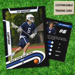 Contato Cartão de Troca de Jogador de Lacrosse em Azul Vib