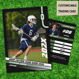 Contato Cartão de Troca de Jogador de Lacrosse em Preto Ve