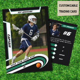Contato Cartão de Troca de Jogador de Lacrosse em Verde Vi