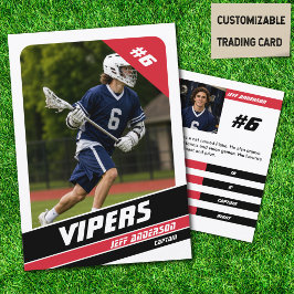 Contato Cartão de Troca de Jogador de Lacrosse em Vermelho