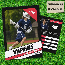 Contato Cartão de Troca de Jogador de Lacrosse em Vermelho