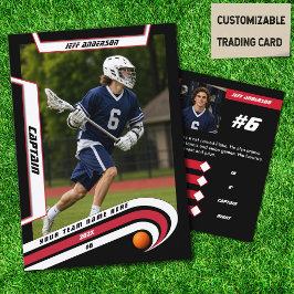 Contato Cartão de Troca de Jogador de Lacrosse em Vermelho