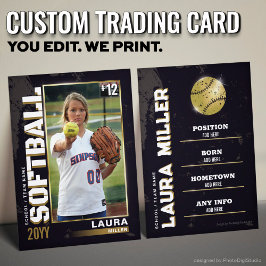 Contato Cartão de Troca de Softbol Personalizado, Cartão d