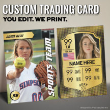 Cartão de Troca de Softbol Personalizado, Jogador