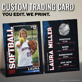 Contato Cartão de Troca de Softbol Personalizado, Jogador