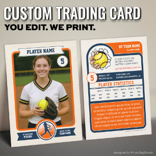 Contato Cartão de Troca de Softbol Personalizado Vintage,