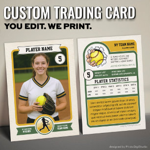 Contato Cartão de Troca de Softbol Personalizado Vintage,