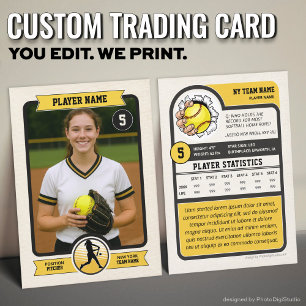 Contato Cartão de Troca de Softbol Personalizado Vintage,
